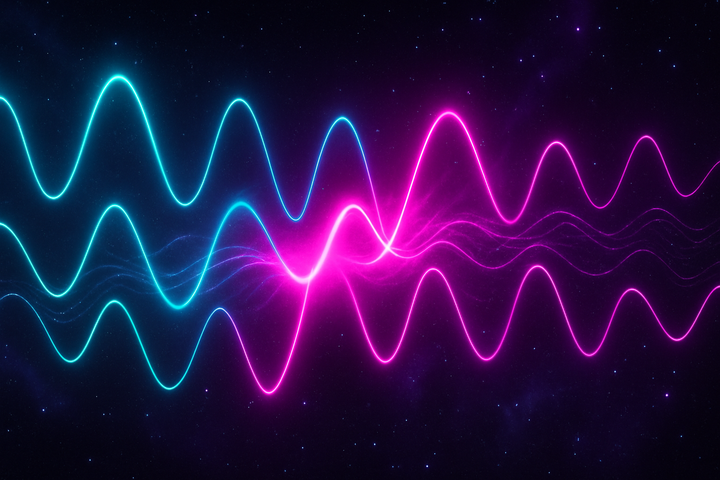 Abstract visualization of synchronized cardiac and respiratory wave patterns showing physiological rhythm entrainment and coupling dynamics