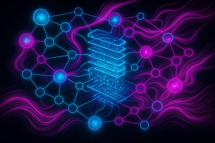LLM neural network architecture wrapped in generative model structure with belief propagation pathways