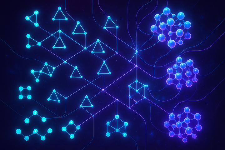 Molecular assembly pathway showing construction history and complexity accumulation