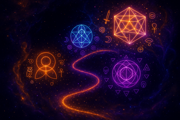 Hero's journey state-transition template with archetypal compression encoding navigational wisdom