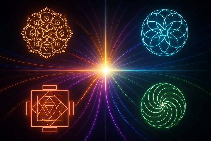 Convergent mystical state-space with multiple tradition pathways approaching unified low-curvature attractor