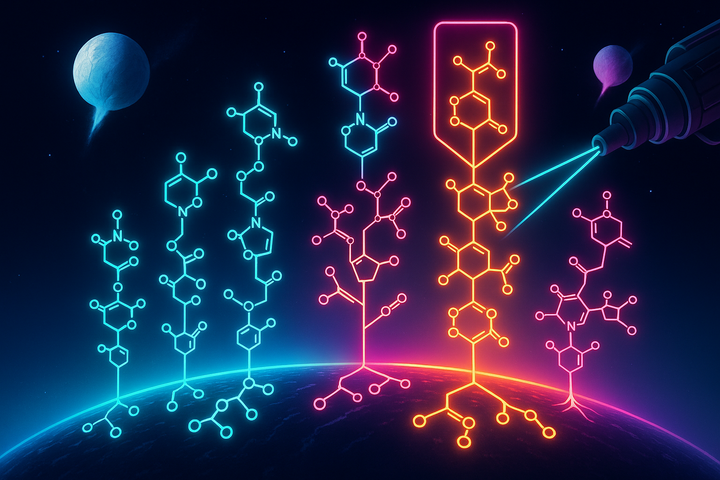 Exoplanet with mass spectrometer analyzing atmospheric samples for high assembly molecules