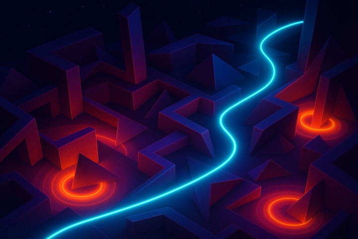 Luminous trajectory through constraint landscape