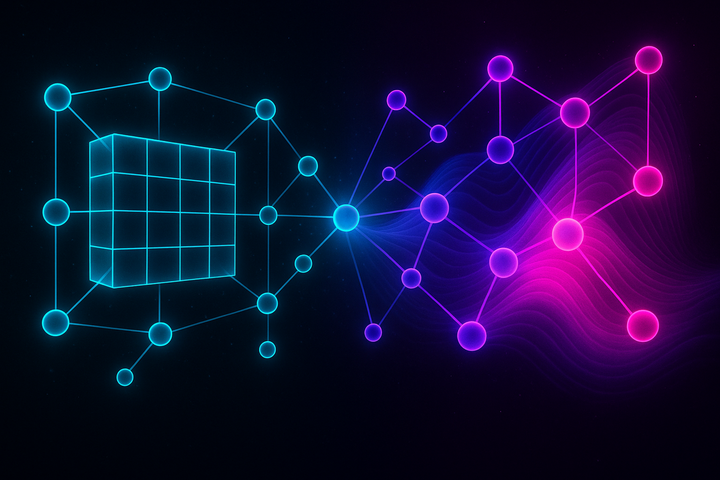 Software architecture visualization showing discrete and continuous computational pathways