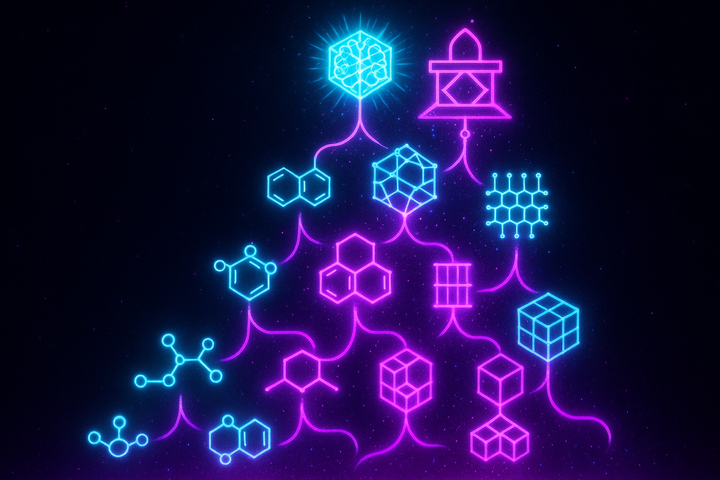 Molecular assembly pathway ascending from chemistry to cognition to culture