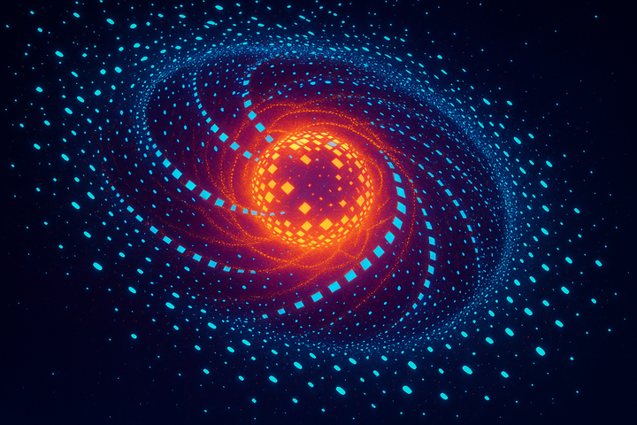 Dyson swarm megastructure surrounding distant star with infrared waste heat signature