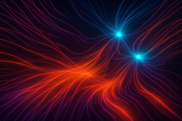 Dense competition visualized as many trajectories converging toward limited attractor points