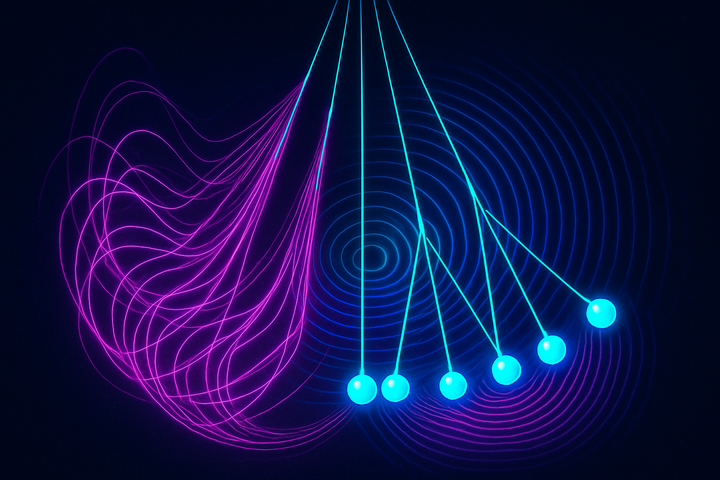 Synchronized pendulums phase-locking into unified motion