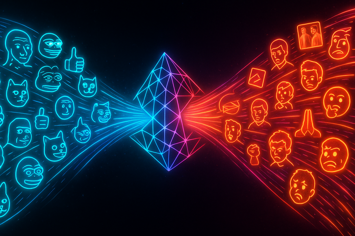 Flowing stream of memes passing through discernment filter