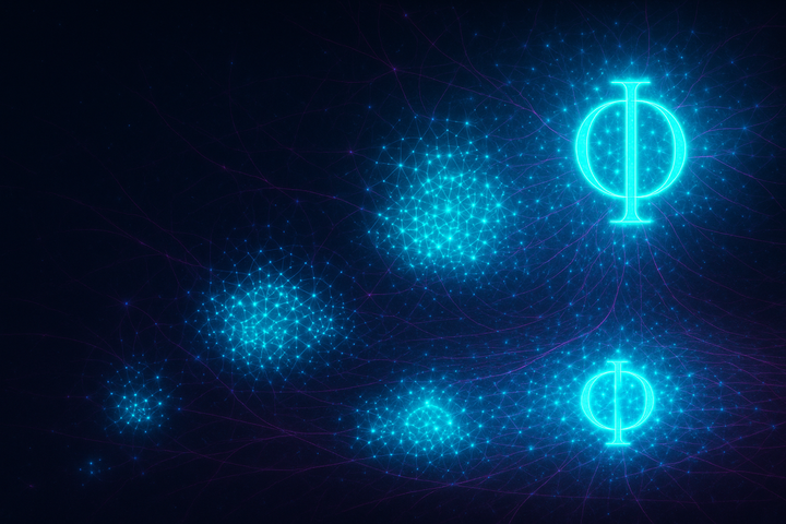 Integrated information network as luminous phi patterns at nested scales
