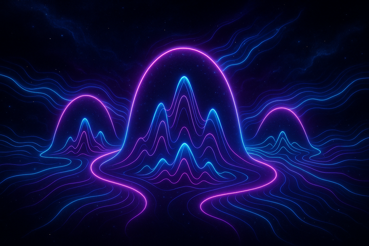 Variational free energy landscape with prediction error flows converging toward attractors of minimal surprise