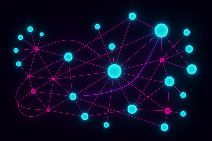 Knowledge graph showing nodes and edges with semantic labels