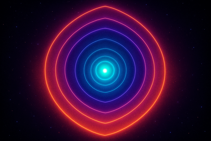 Nested layers with luminous awareness at center