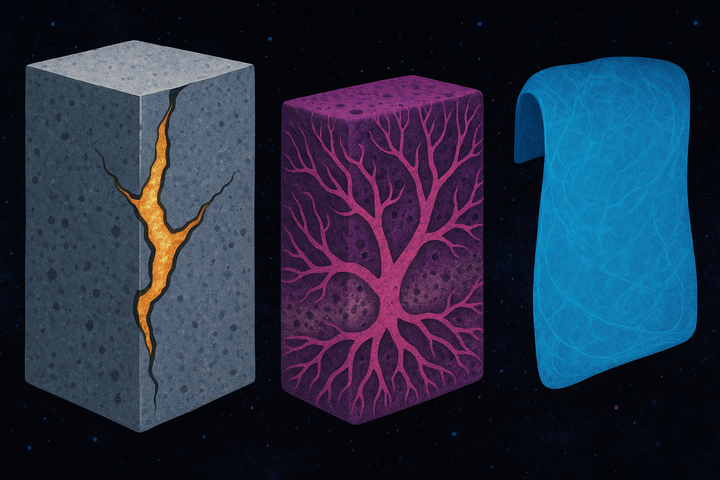 Living Materials: Self-Healing and Growing